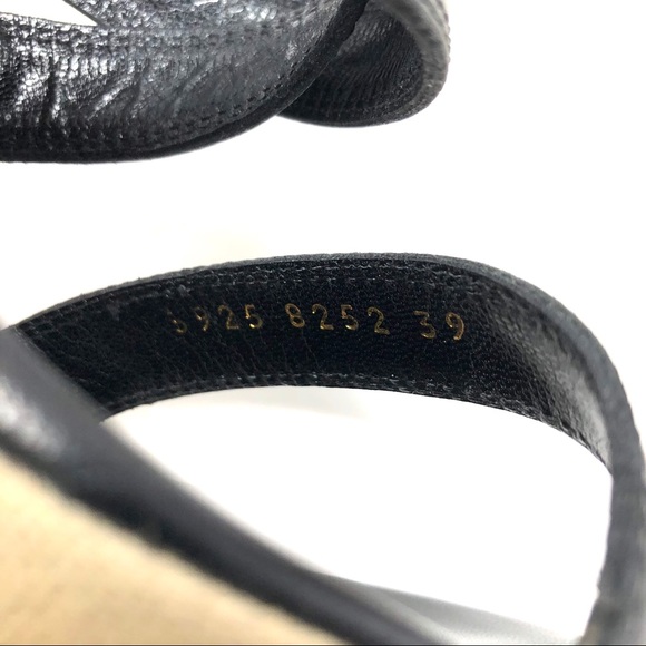 SERGIO ROSSI black leather & fabric, ankle wrap sandals, size 39, made in Italy - Picture 11 of 15